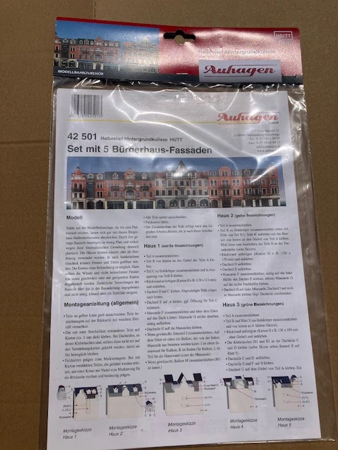 AUHAGEN 42501 , HO/TT 1:100, Set 5 kulis městských domů